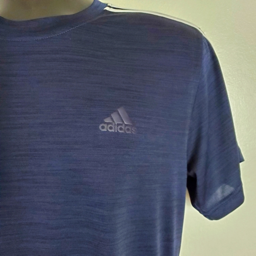 Adidas Originals 3 Stripes Navy Blue Short Sleeve - Picture 2 of 6